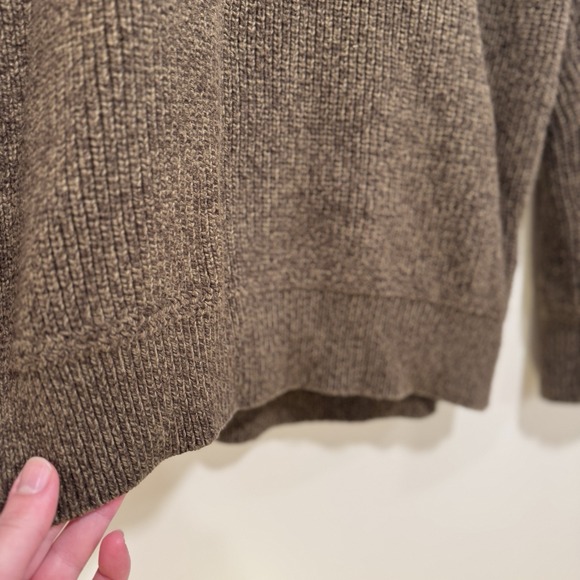 Eddie Bauer 1/4 Button Sweater Brown Chunky Knit Henley Fisherman Outdoor Tall L - Picture 14 of 16